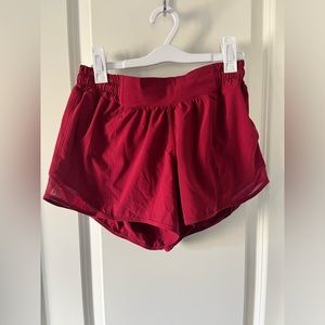 Lululemon hotty hot low rise shorts 4” in the shade Ripened raspberry